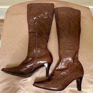 Women's 36 brown leather boots 3" heels